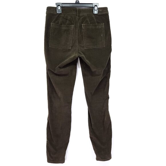 Anthropologie Micro Corduroy Pants Size 27 High Rise Skinny Pockets Green - Picture 2 of 14